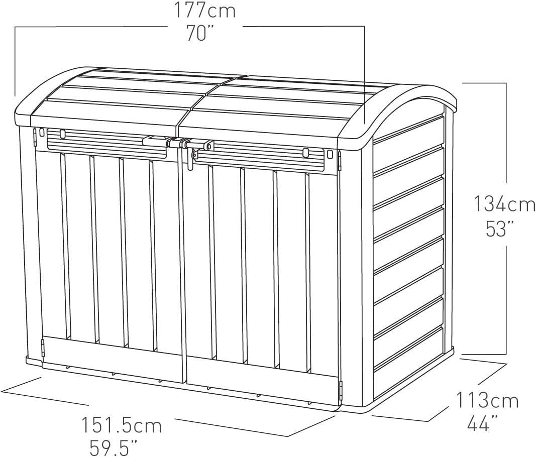 2000L Resin Outdoor Storage Shed — Extra Large Garden Storage Box
