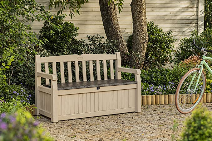 Keter Eden 265L Storage Bench - Beige And Brown