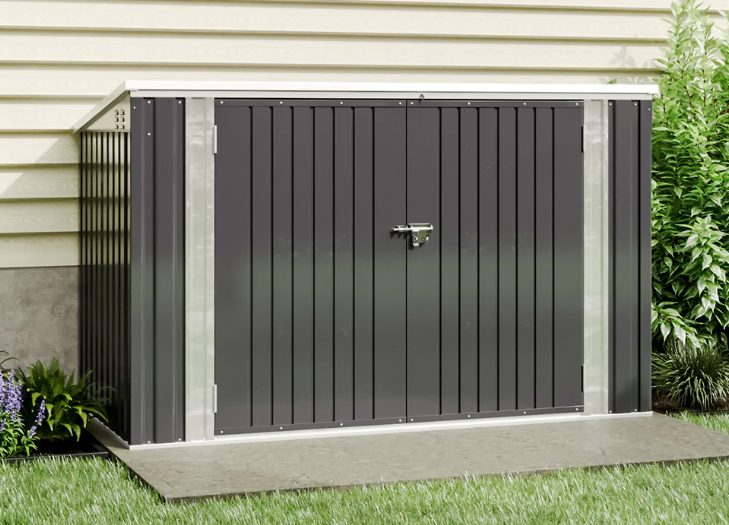 Black/Green/Grey Steel Lockable Garden Bicycle Storage Shed