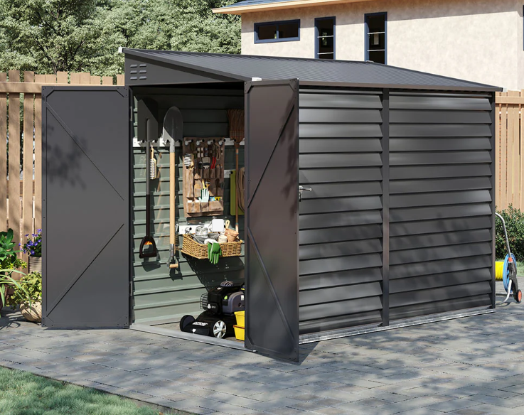 Wide Outdoor Lockable Steel Storage Shed