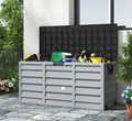 290L Plastic Lockable Grey Garden Storage Box with Black Cover