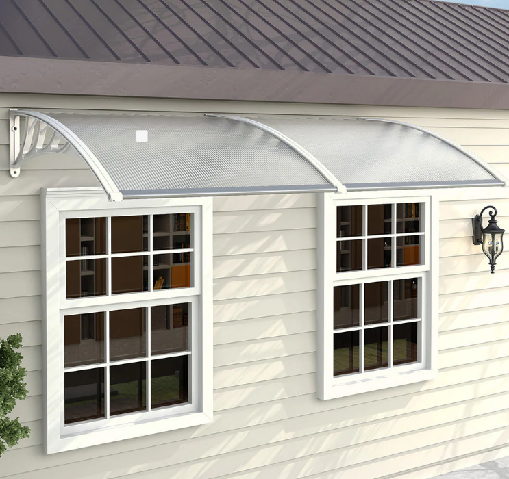 White Outdoor Curved Shielded Rain Shelter